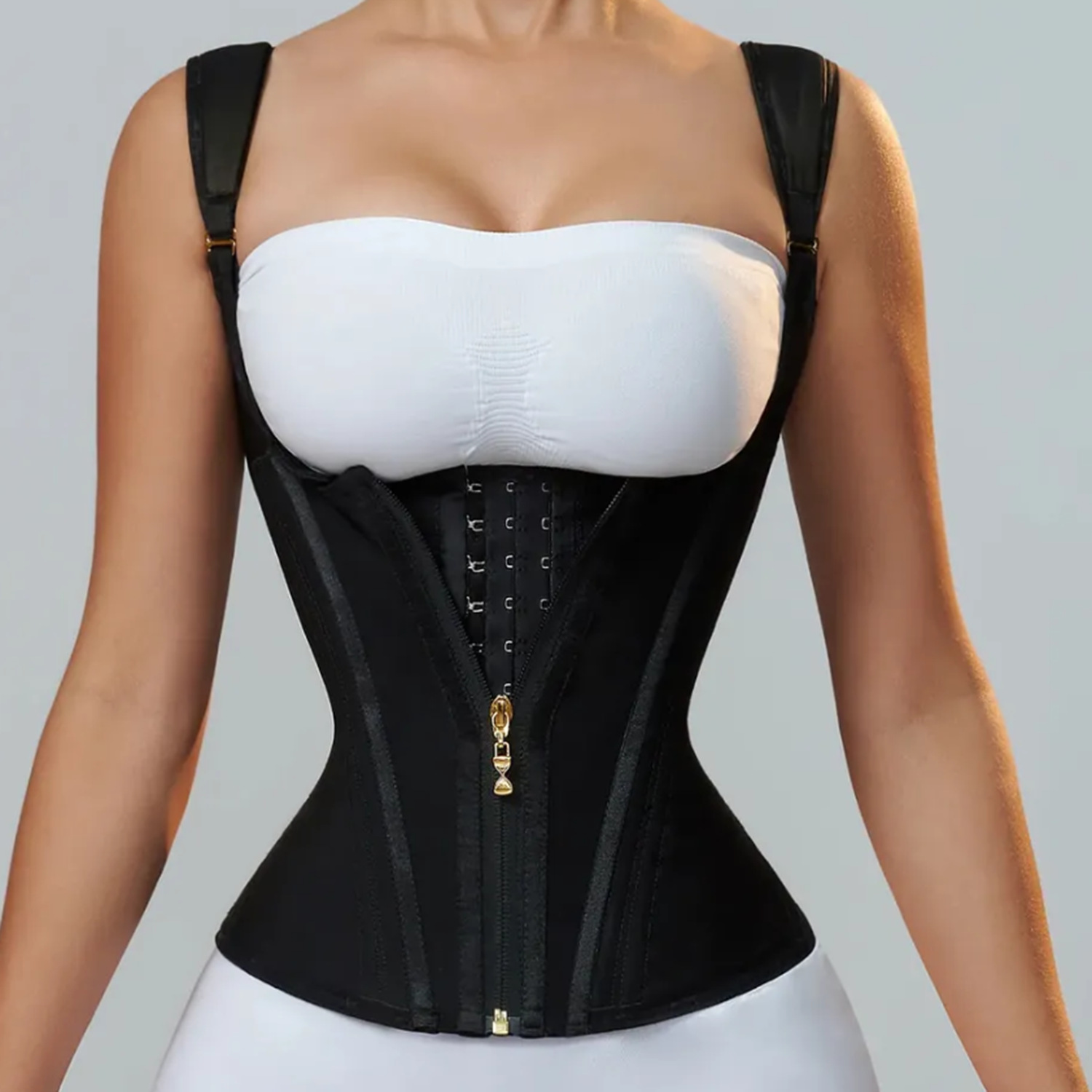 Double Compression Waist Trainer Corset with Bone Posture Supporter With Sleeves