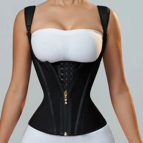 Double Compression Waist Trainer Corset with Bone Posture Supporter With Sleeves
